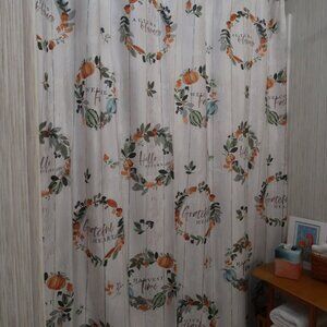 Nature's Bounty Welcome Fall Fabric Shower Curtain